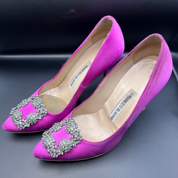 Manolo Blahnik Jewel Pumps 4” in pink. - Picture 4 of 13